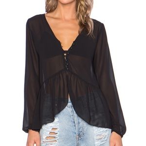 Lisakai Judie Sheer Black Top Blouse